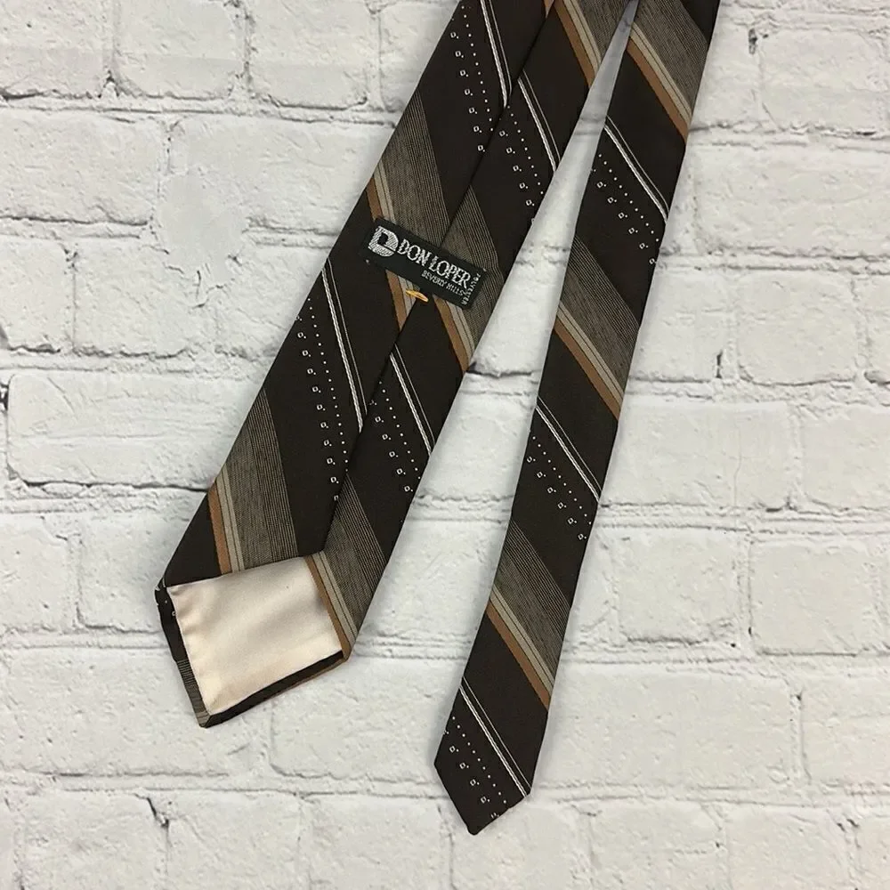 Don Loper Brown Patterned Polyester Neck Tie - Picture 5 of 6